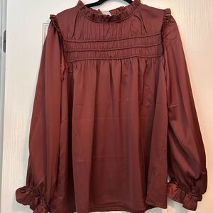 Elegant Ruffled Women's Top - Maroon